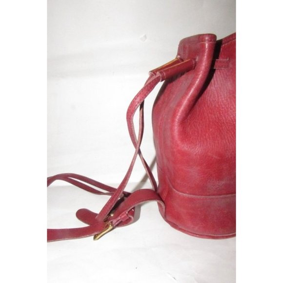 Sold on ALLAMODA .shop - COACH Vintage Red Leather Drawstring Backpack - Picture 9 of 12
